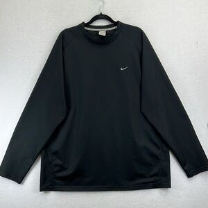 Nike Men’s Pullover Top Sz XXL Black Crew Neck Long Sleeve 100% Polyester EUC